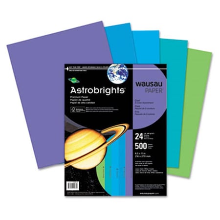 Wausau Wausau Paper 20274 Astrobrights Colored Paper- 24lb- 8-1/2 x 11- Cool Assortment- 500 Sheets/Ream 20274